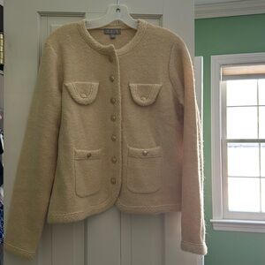 Never worn!! Jcrew Textured Sweater Lady Jacket in Aged Parchment